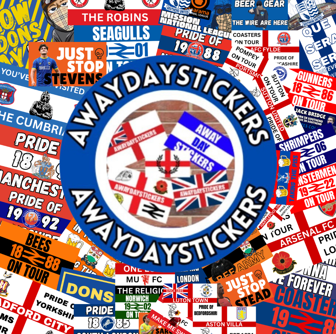 Awayday-stickers logo and pitch